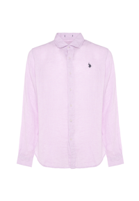Camicia da uomo slim fit in lino con colletto francese
