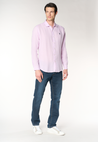 Camicia da uomo slim fit in lino con colletto francese
