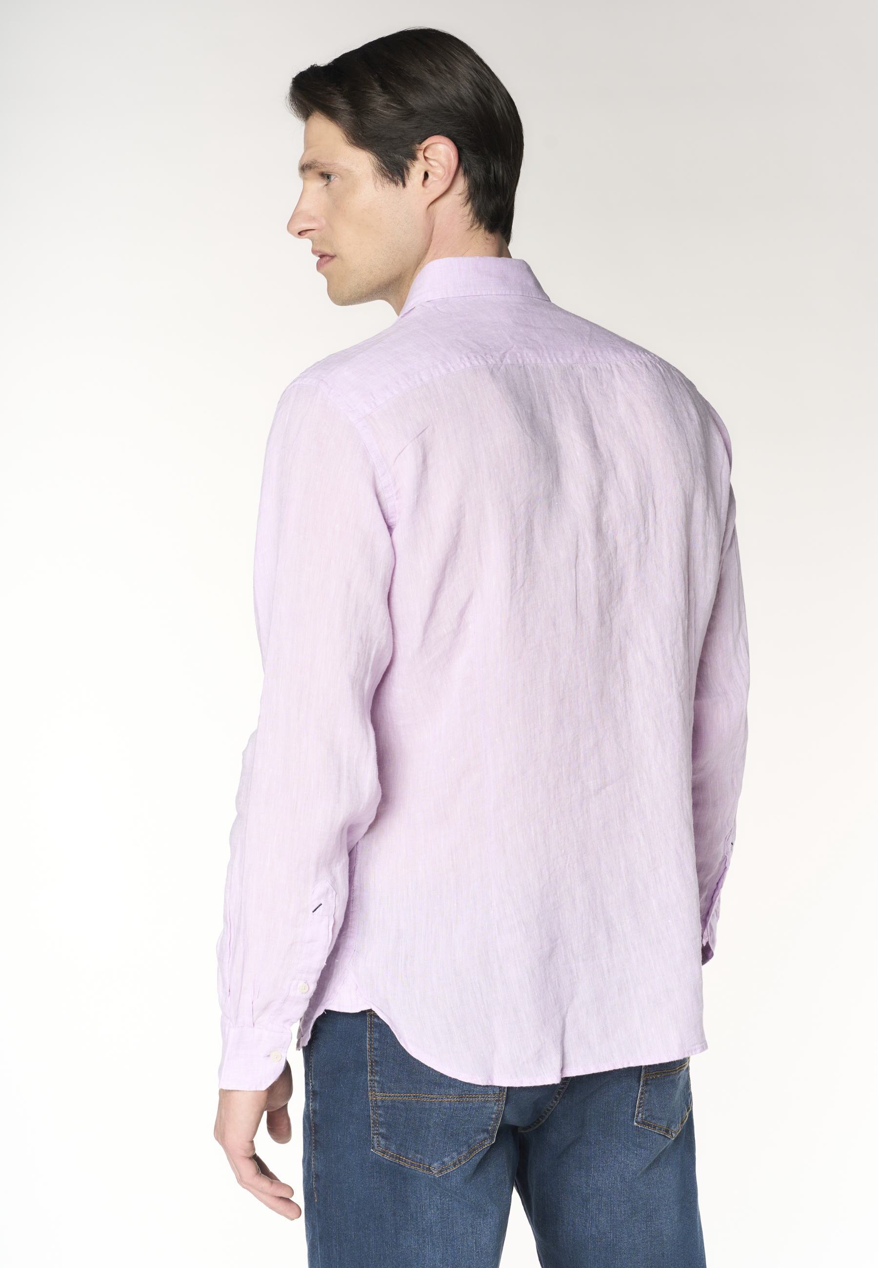 Camicia da uomo slim fit in lino con colletto francese
