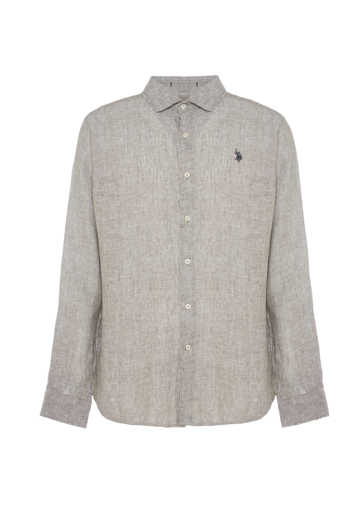 Camicia da uomo slim fit in lino con colletto francese