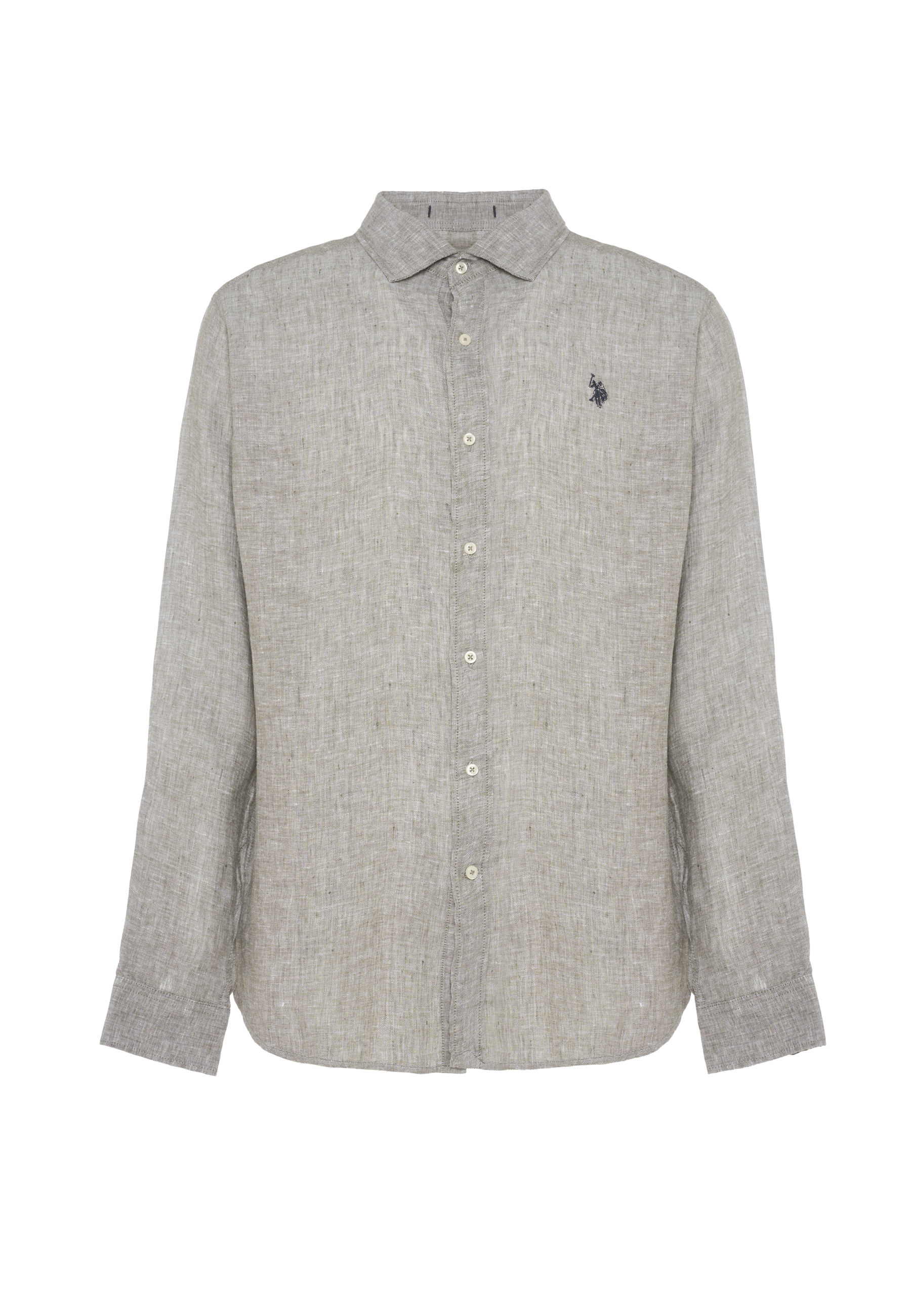 Camicia da uomo slim fit in lino con colletto francese