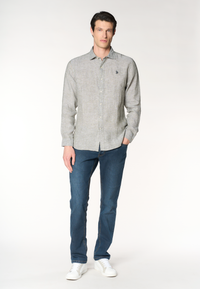 Camicia da uomo slim fit in lino con colletto francese
