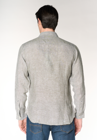 Camicia da uomo slim fit in lino con colletto francese