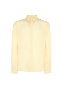 Camicia da uomo slim fit in lino con colletto francese