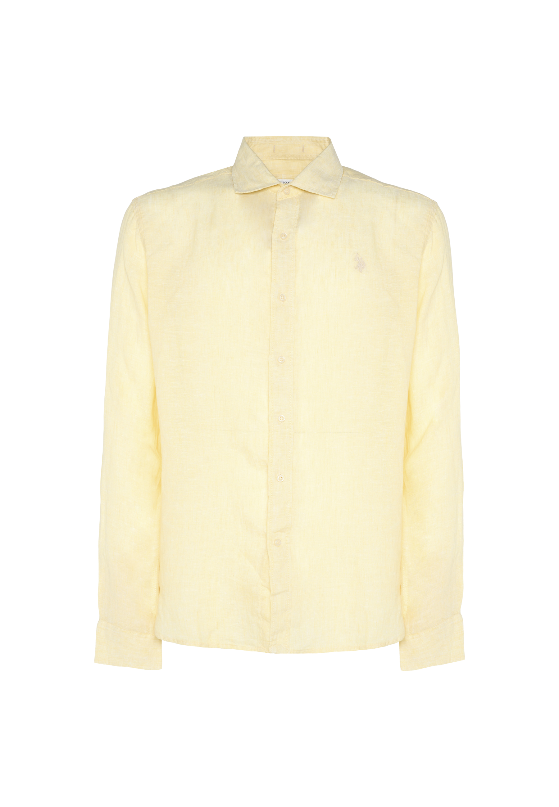 Camicia da uomo slim fit in lino con colletto francese