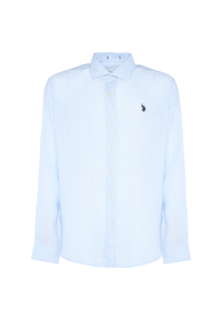 Camicia da uomo slim fit in lino con colletto francese