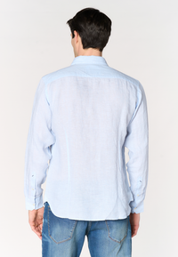 Camicia da uomo slim fit in lino con colletto francese