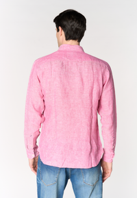 Camicia da uomo slim fit in lino con colletto francese