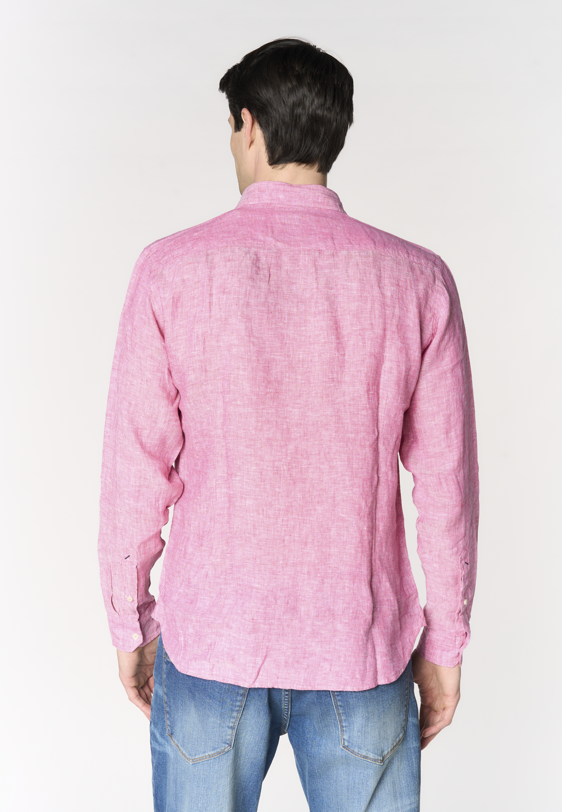 Camicia da uomo slim fit in lino con colletto francese