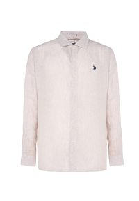 Camicia da uomo slim fit in lino con colletto francese