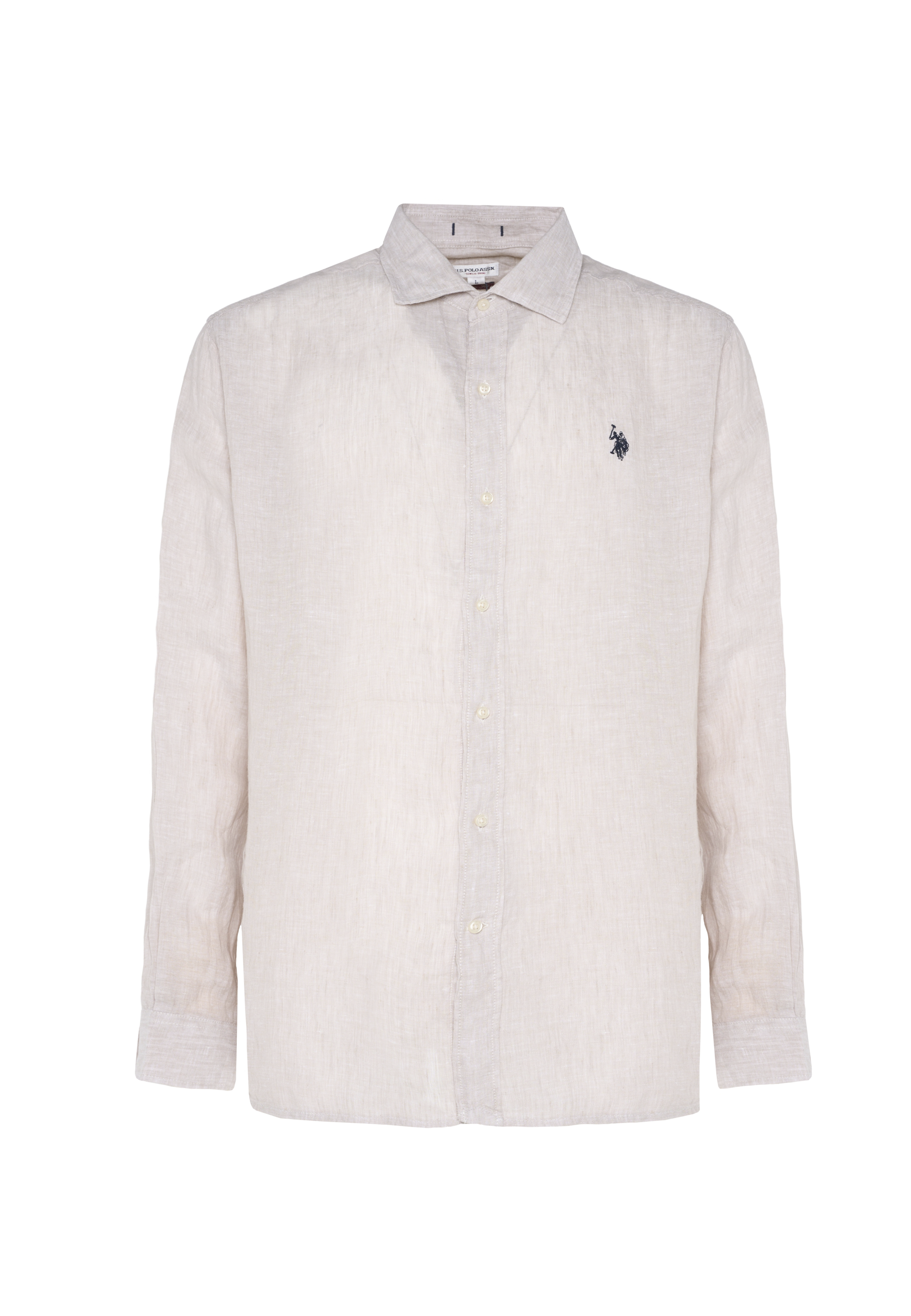 Camicia da uomo slim fit in lino con colletto francese