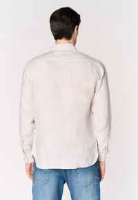 Camicia da uomo slim fit in lino con colletto francese