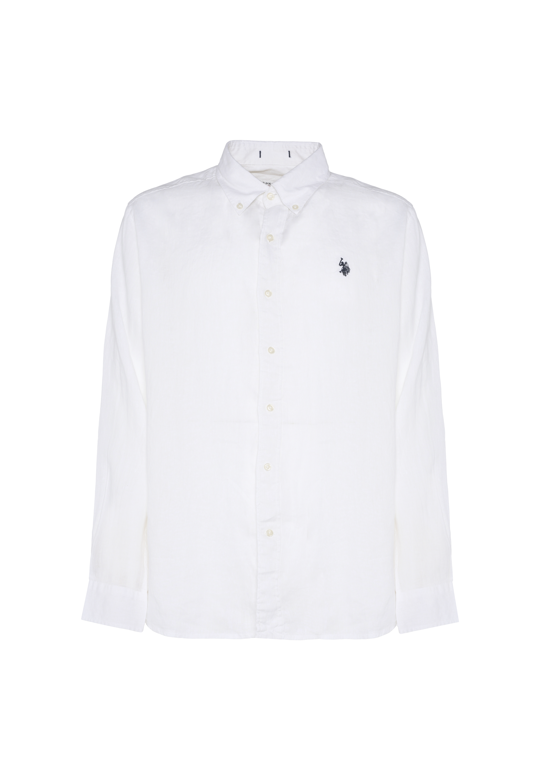 Camicia in lino chambray da uomo con colletto button down