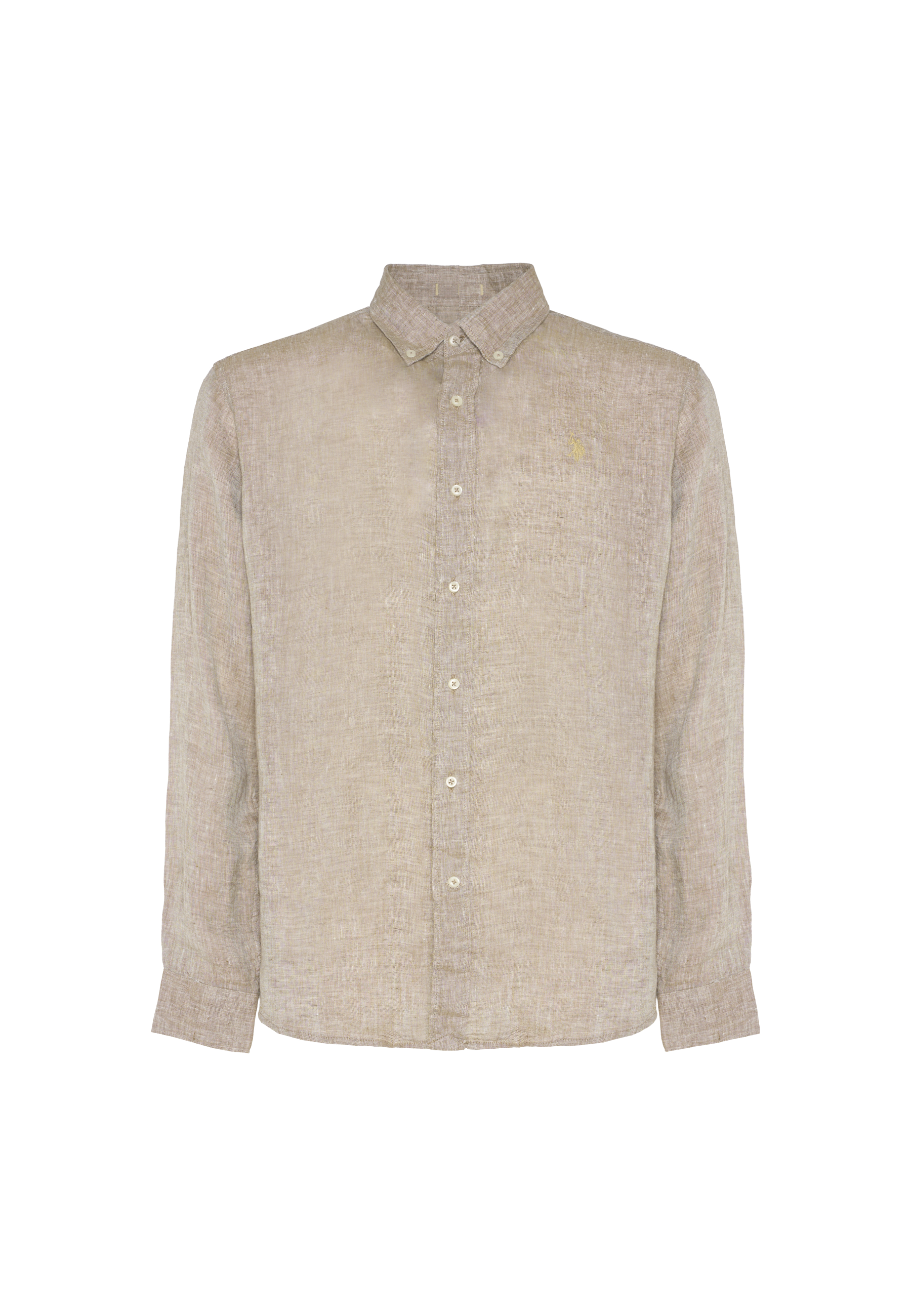Camicia in lino chambray da uomo con colletto button down