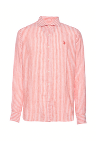 Camicia in lino a righe con colletto alla francese