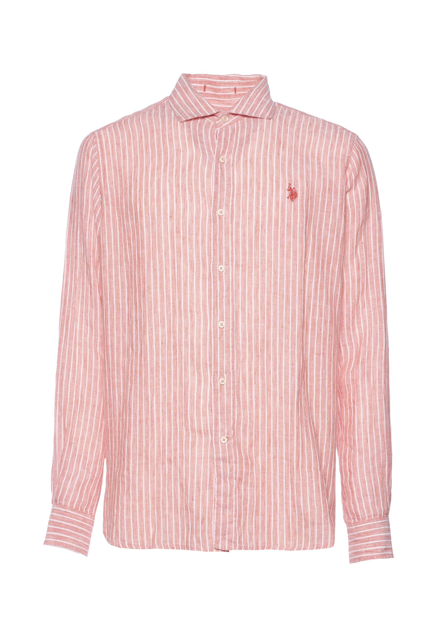 Camicia in lino a righe con colletto alla francese