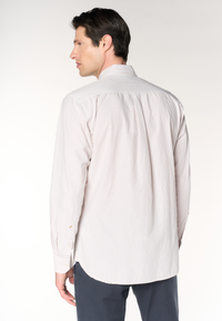 Camicia regular fit in misto cotone e lino con colletto francese