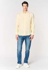 Camicia da uomo slim fit in lino con colletto francese