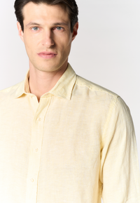 Camicia da uomo slim fit in lino con colletto francese