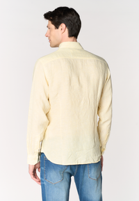 Camicia da uomo slim fit in lino con colletto francese