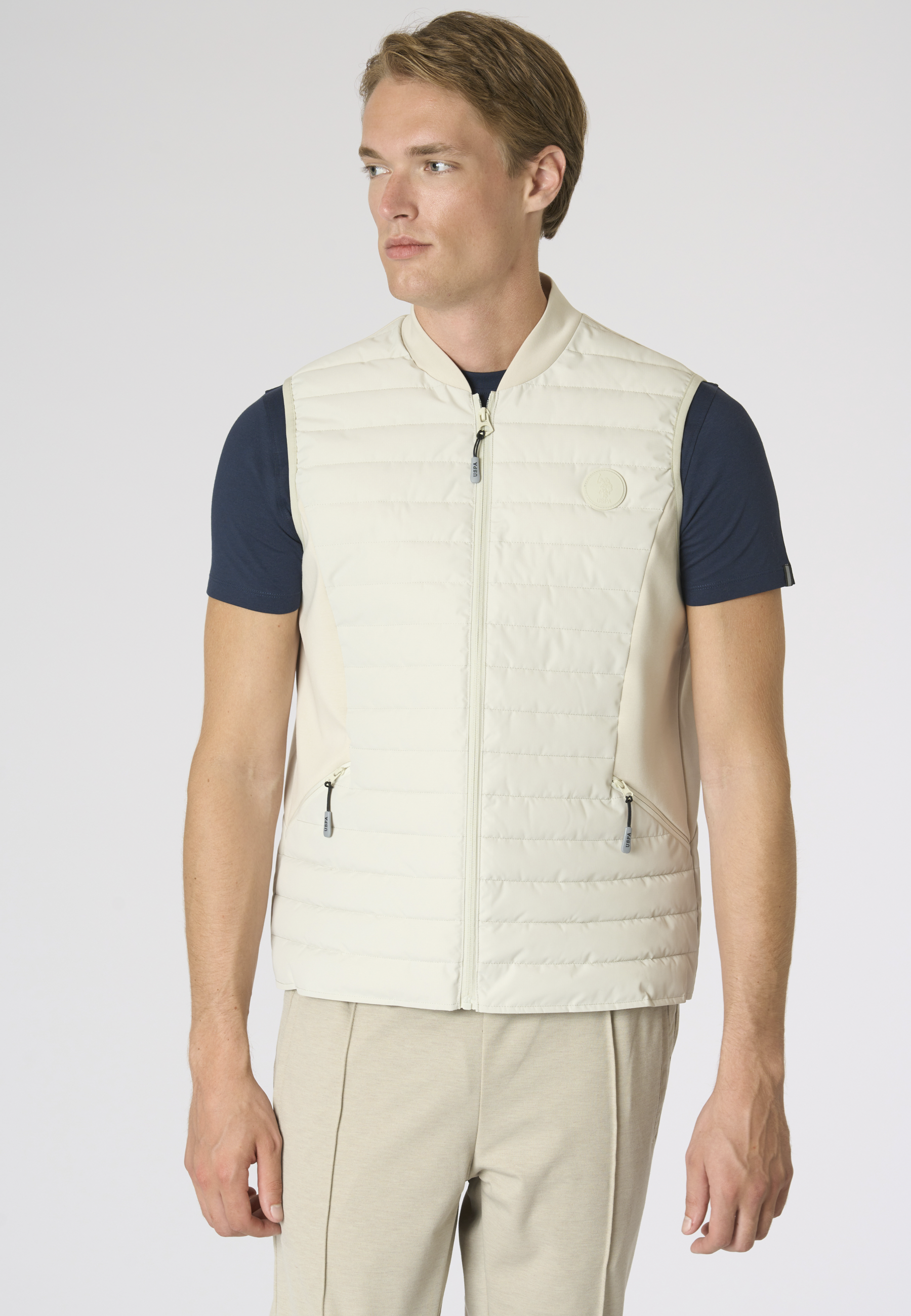 Gilet imbottito da uomo full zip con tasche laterali