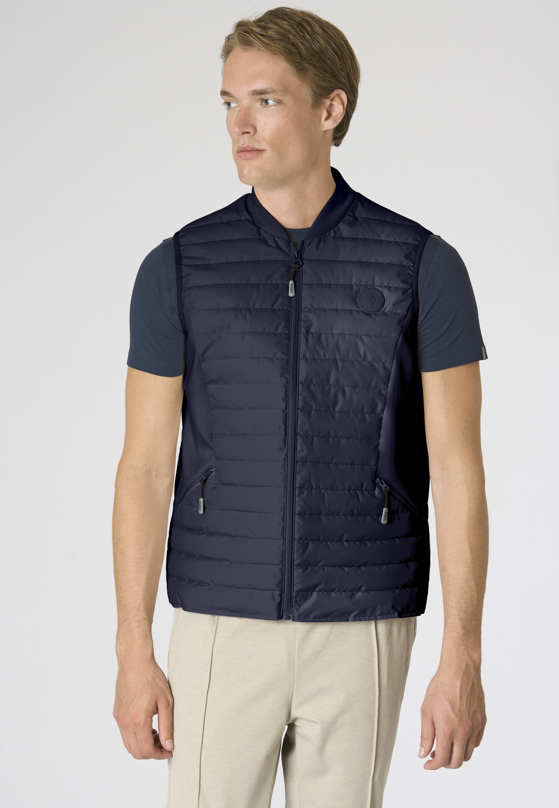 Gilet imbottito da uomo full zip con tasche laterali