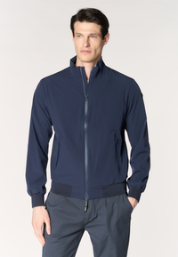 Bomber da uomo in nylon stretch con zip