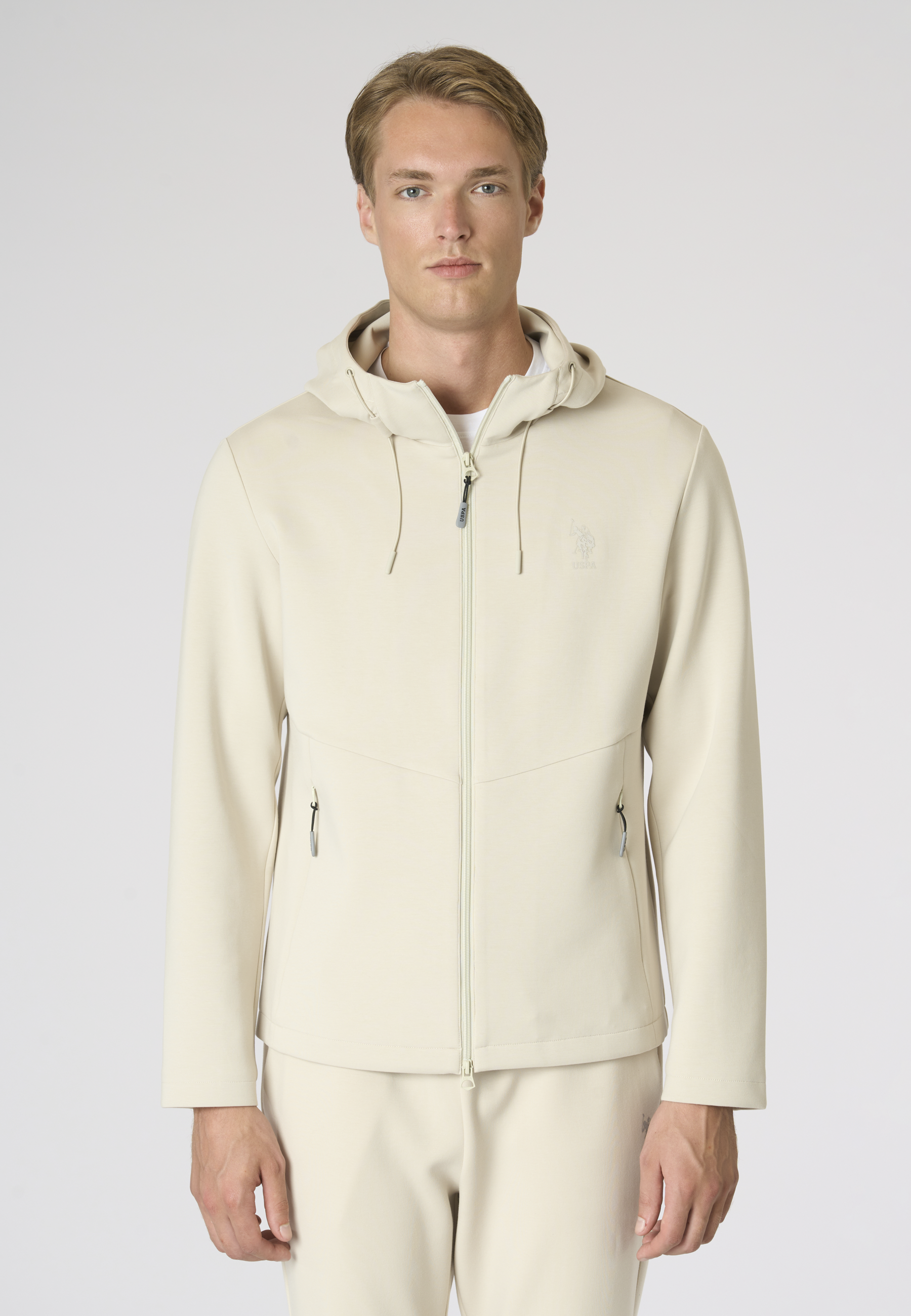 Giacca da uomo in scuba fleece con cappuccio e full zip