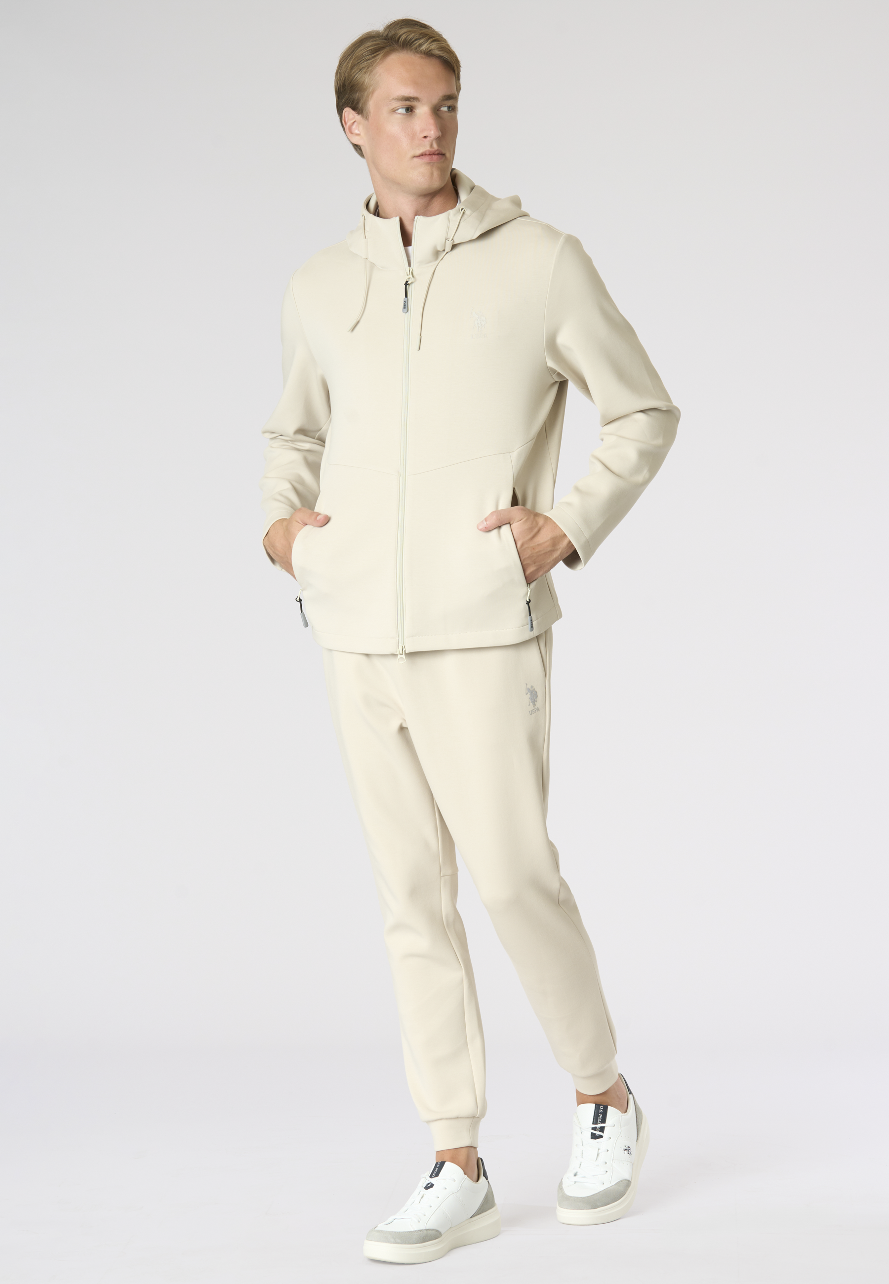 Giacca da uomo in scuba fleece con cappuccio e full zip