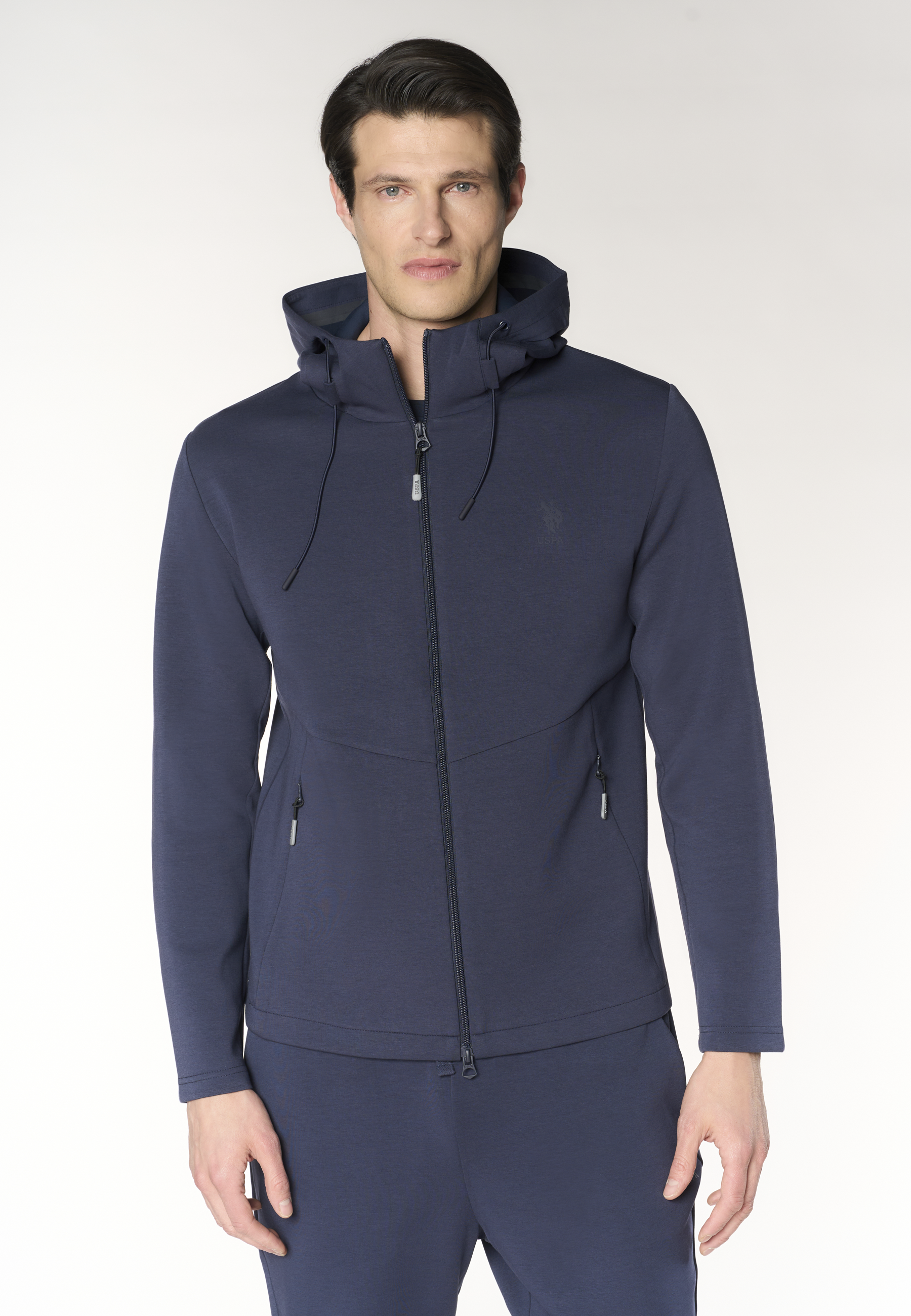 Giacca da uomo in scuba fleece con cappuccio e full zip