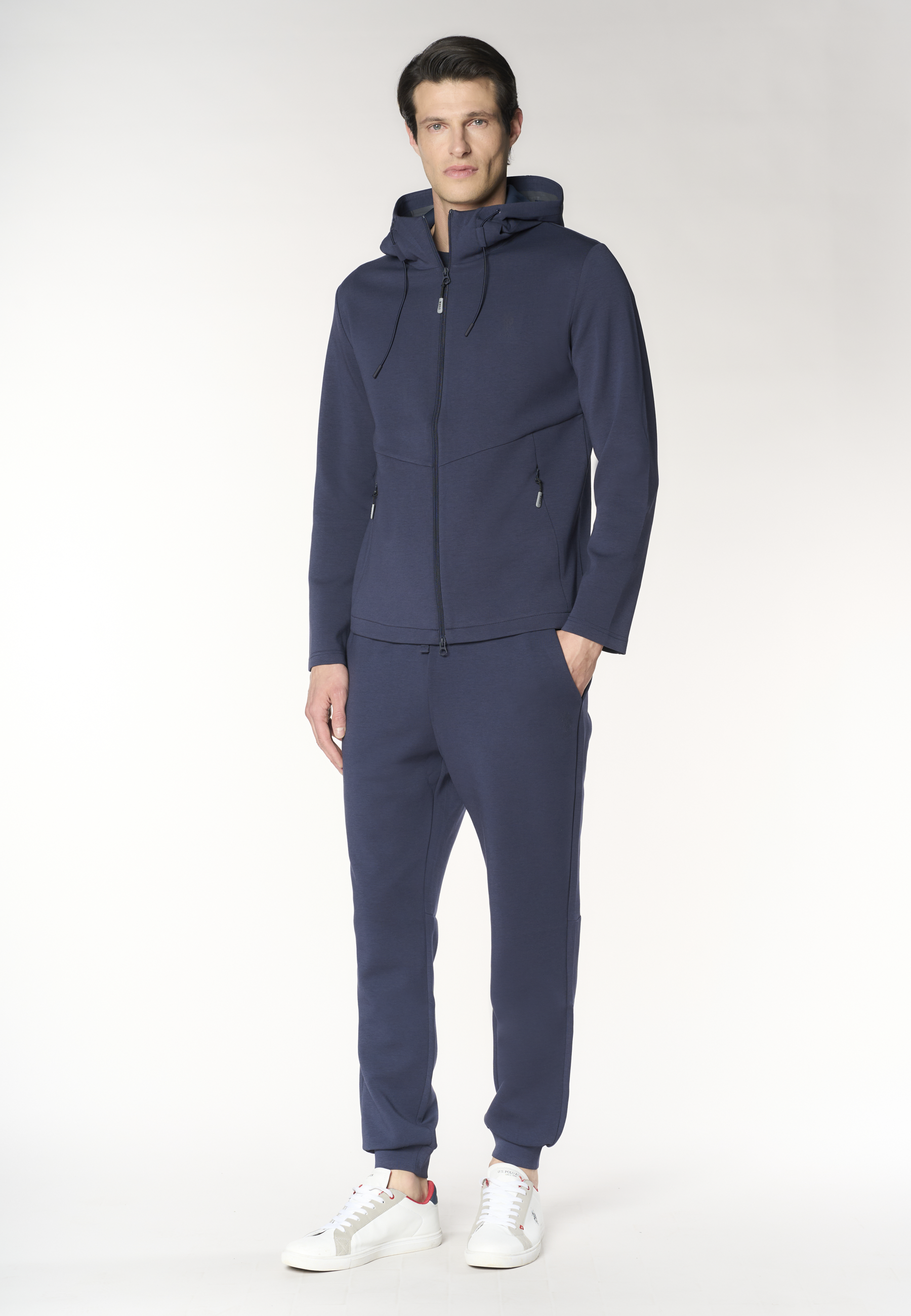 Giacca da uomo in scuba fleece con cappuccio e full zip