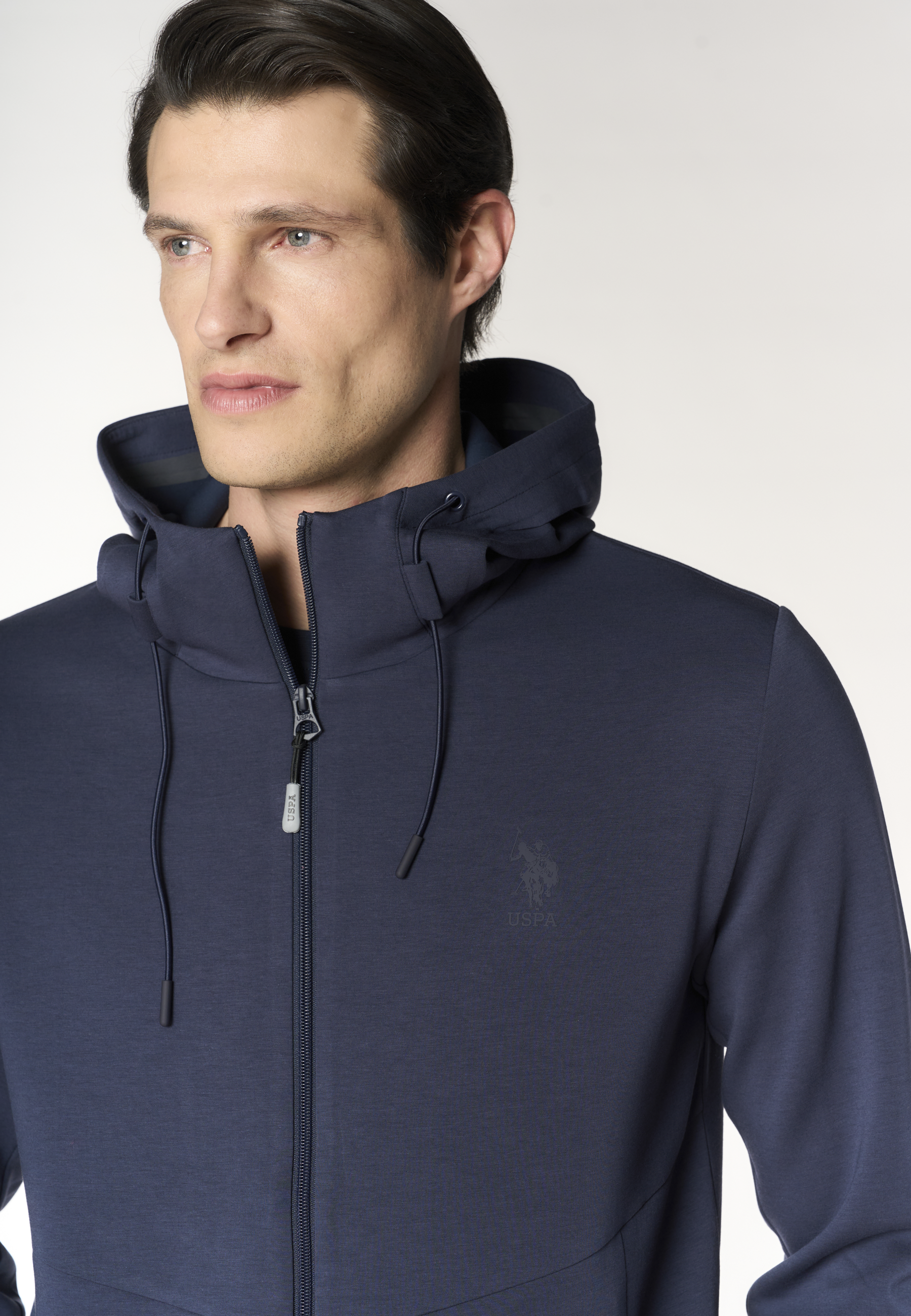 Giacca da uomo in scuba fleece con cappuccio e full zip