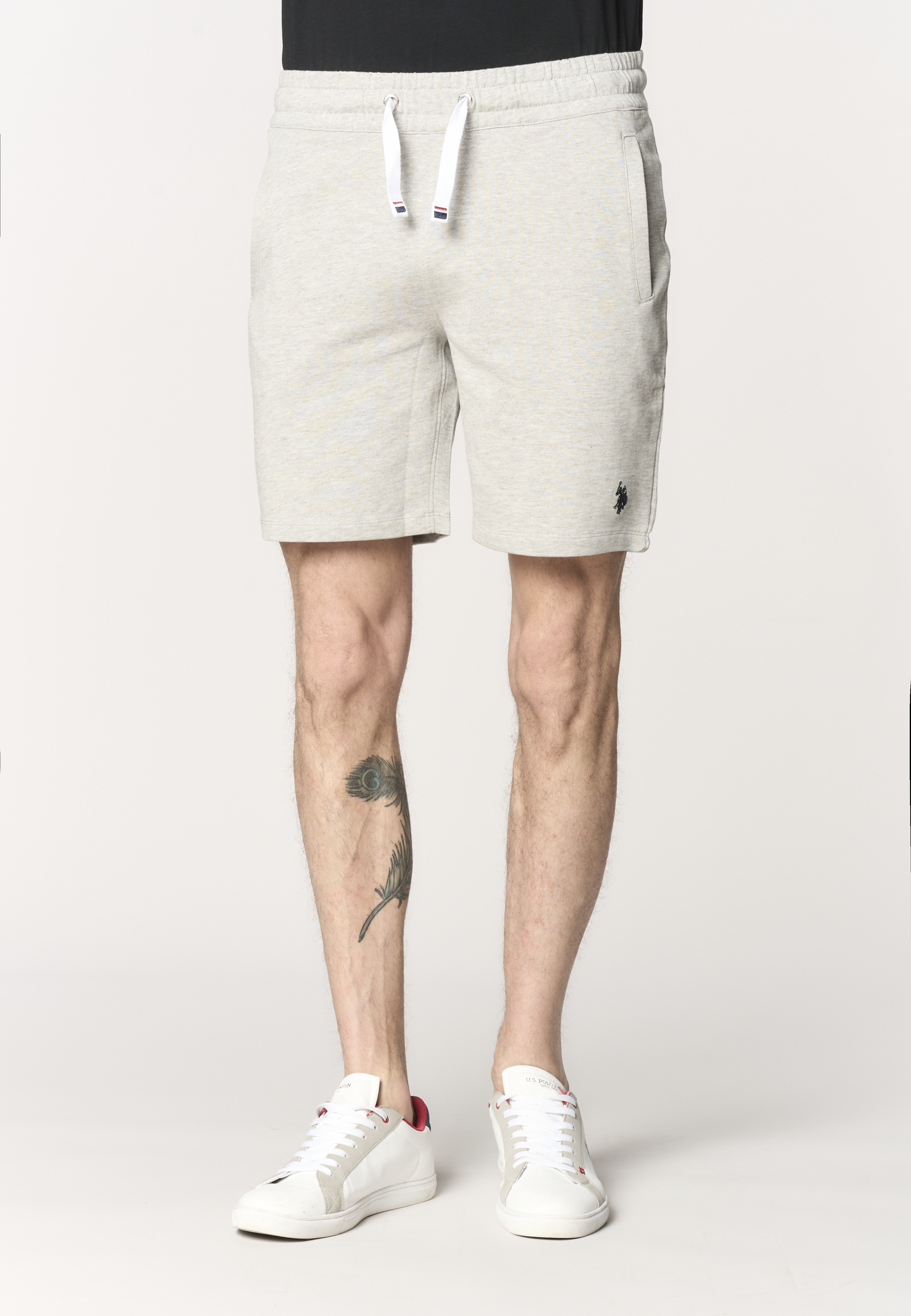 Pantalone corto da uomo in felpa melange con coulisse regolabile