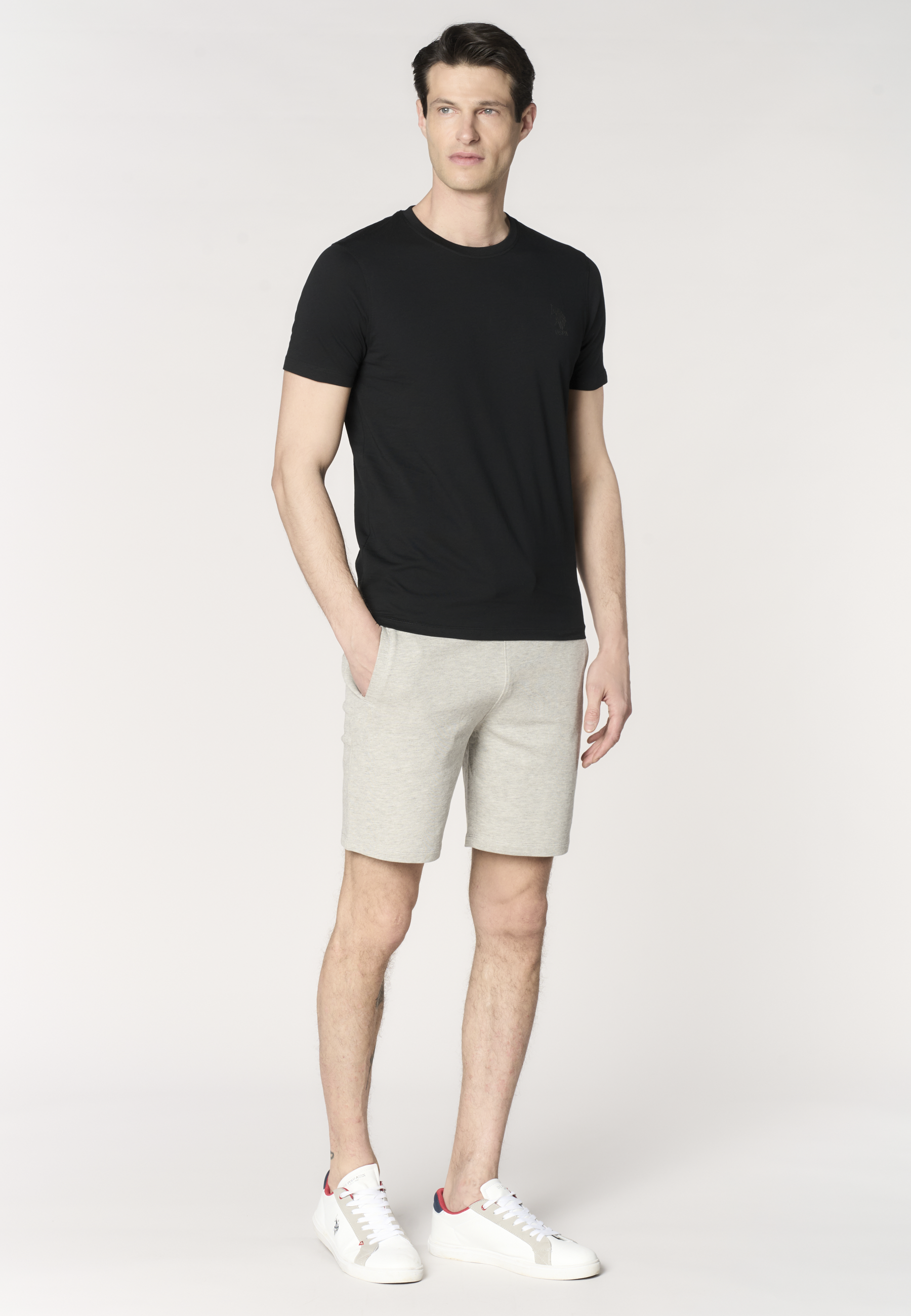 Pantalone corto da uomo in felpa melange con coulisse regolabile