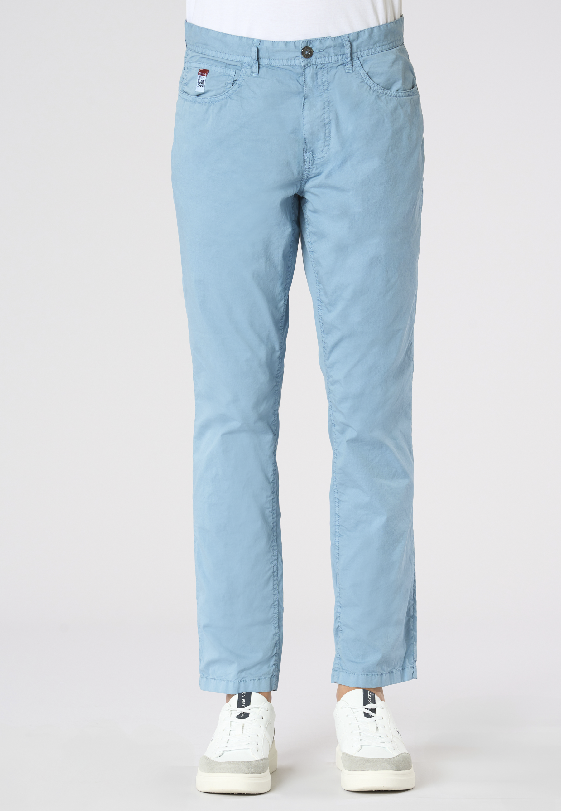 Pantalone cinque tasche da uomo in cotone stretch