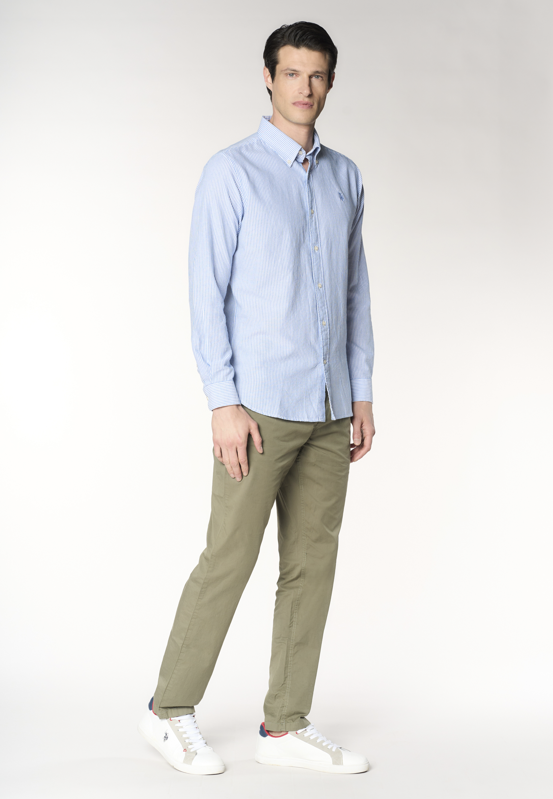 Pantalone cinque tasche da uomo in cotone stretch