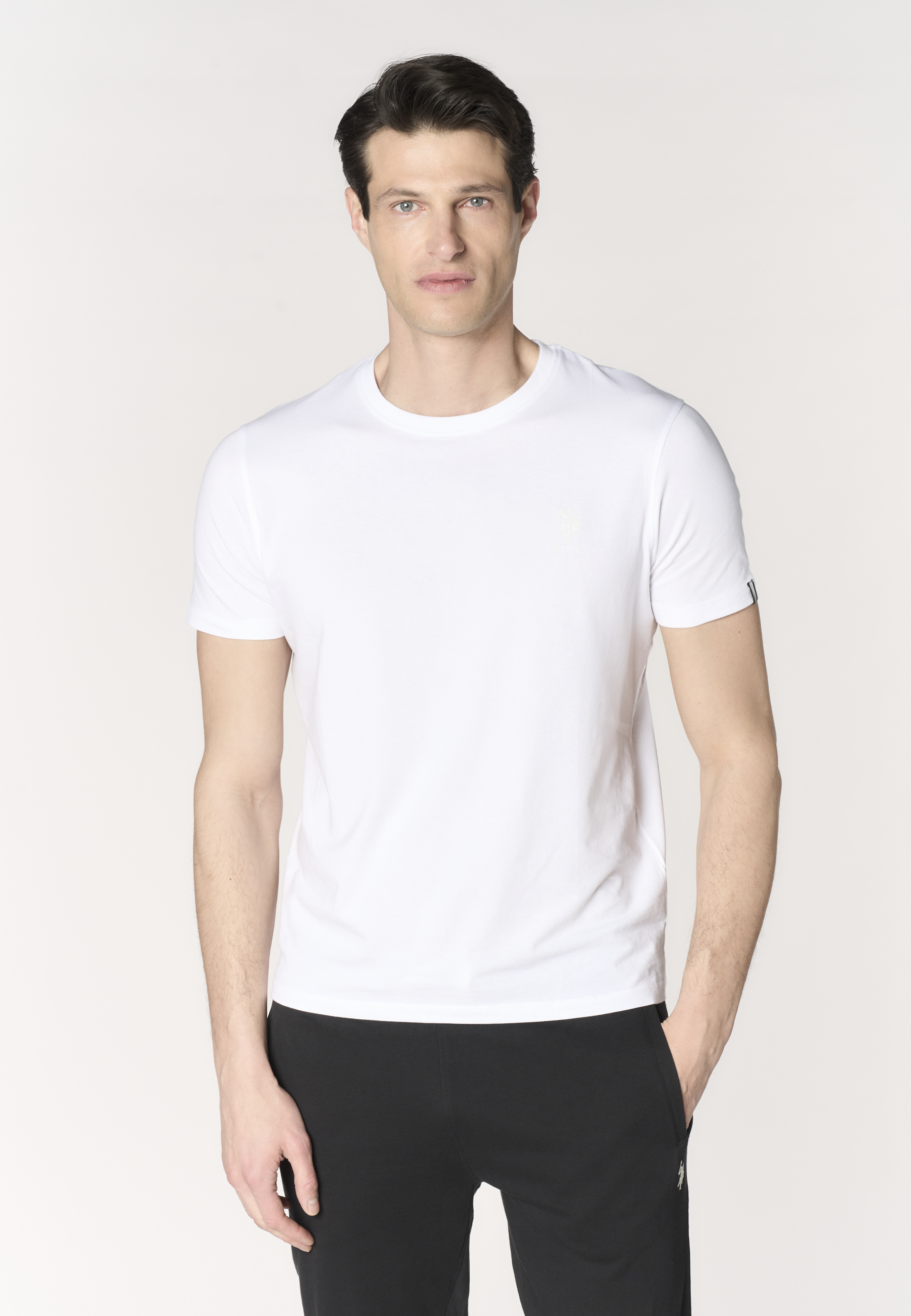 T-shirt da uomo in in cotone stretch con logo