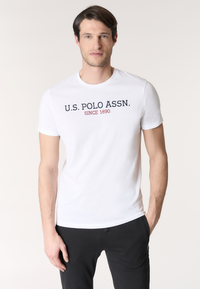 T-shirt a maniche corte in cotone con scritta frontale