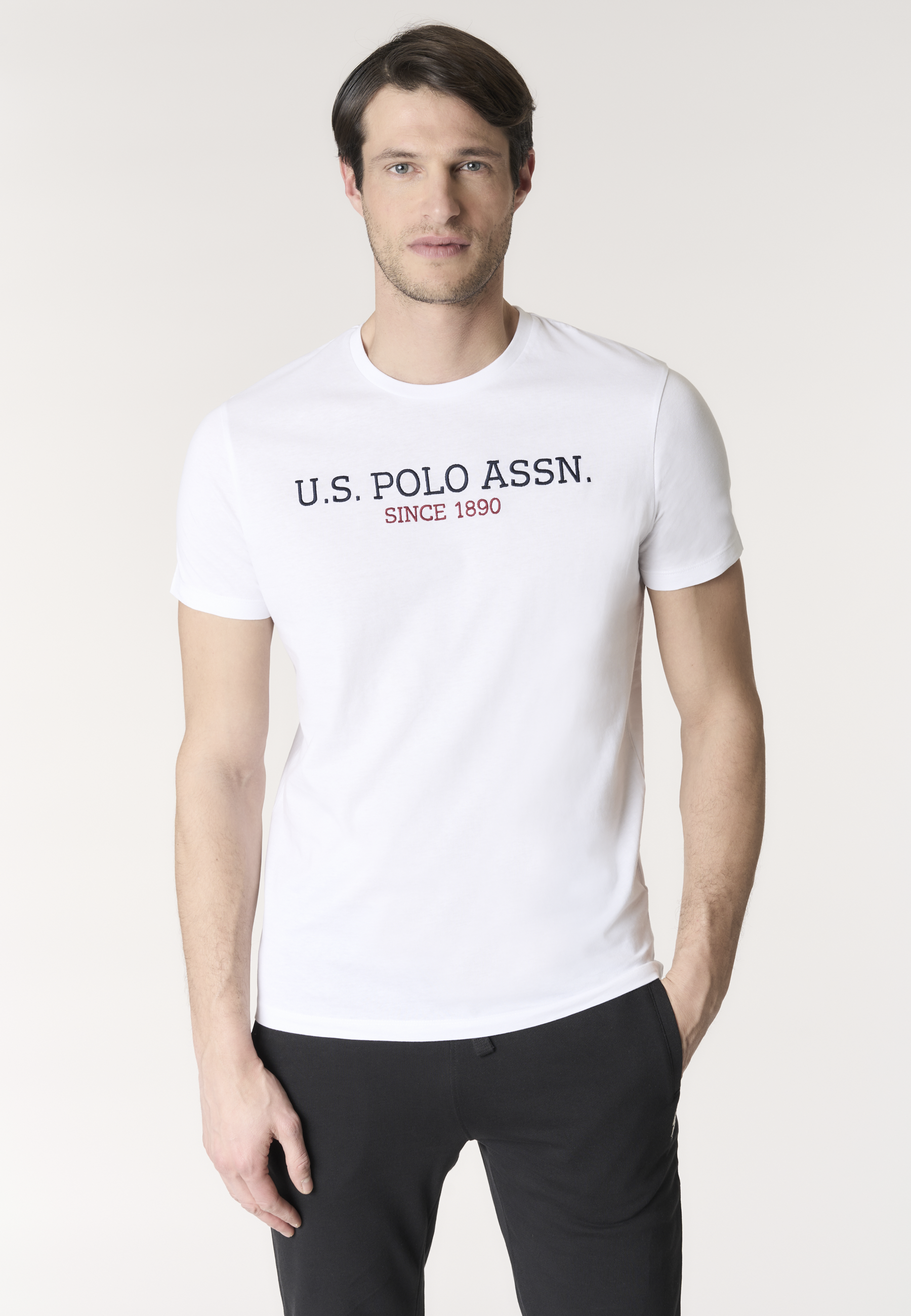 T-shirt a maniche corte in cotone con scritta frontale