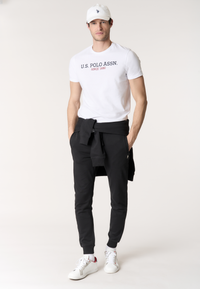 T-shirt a maniche corte in cotone con scritta frontale