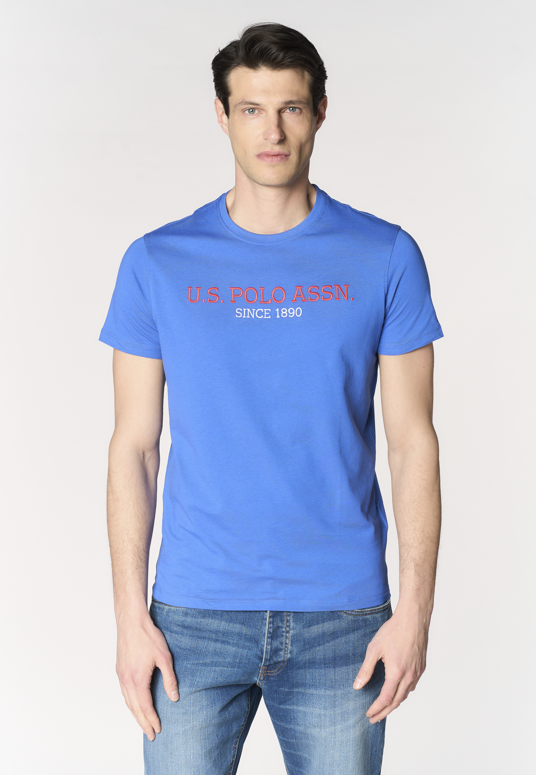 T-shirt a maniche corte in cotone con scritta frontale