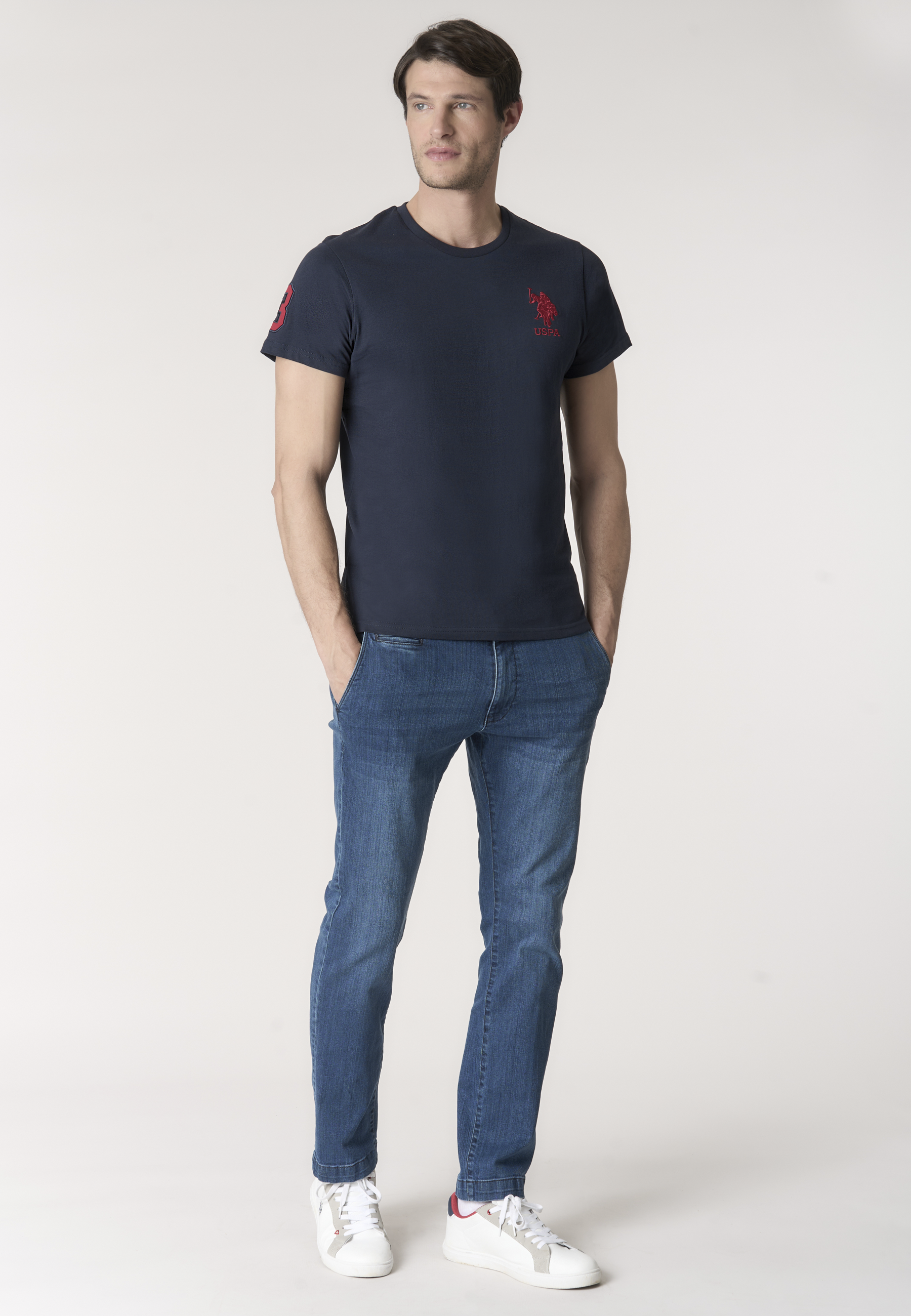 T-shirt da uomo a maniche corte con logo e numero ricamati