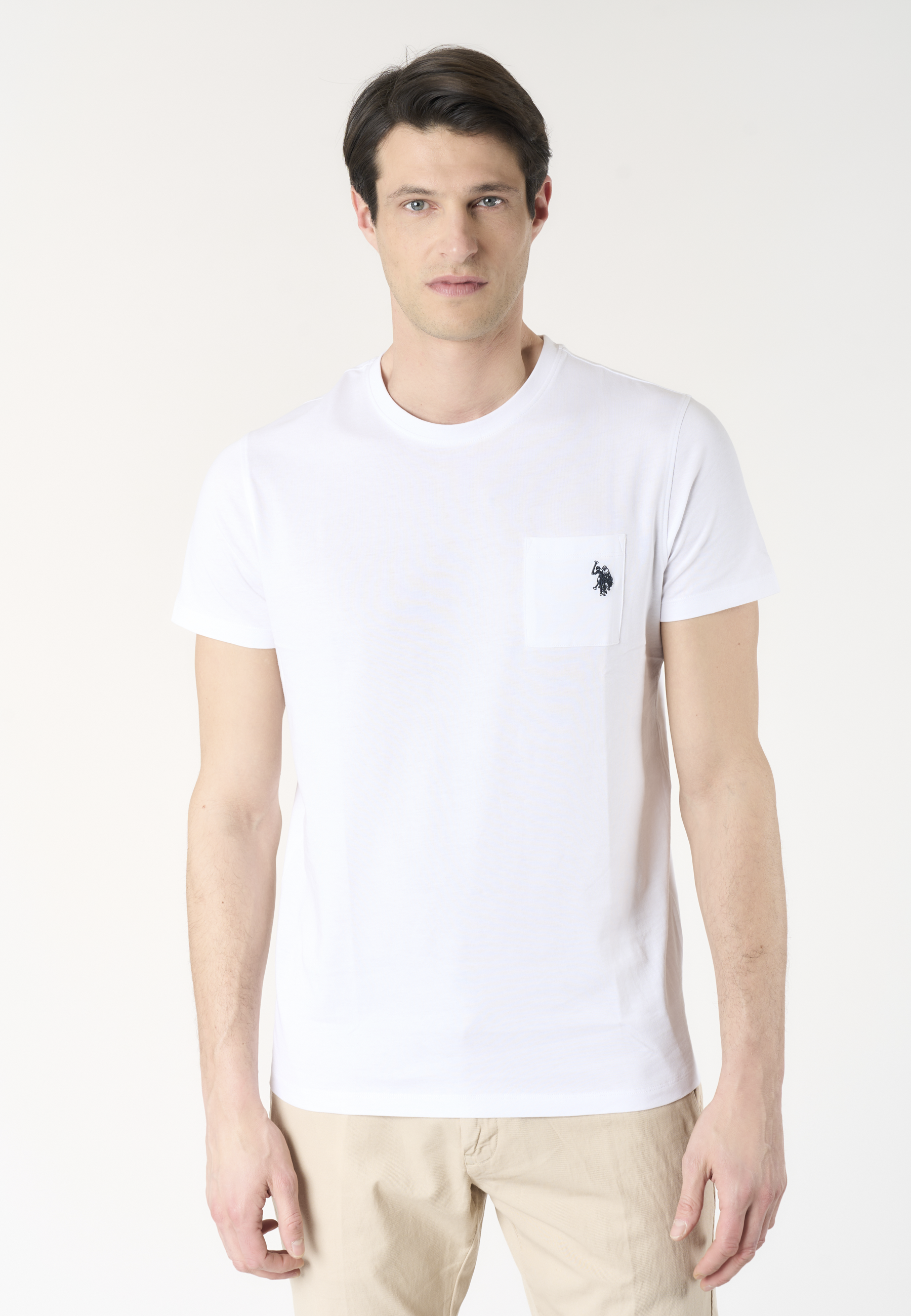T-shirt uomo in cotone basic jersey con taschino e logo ricamato