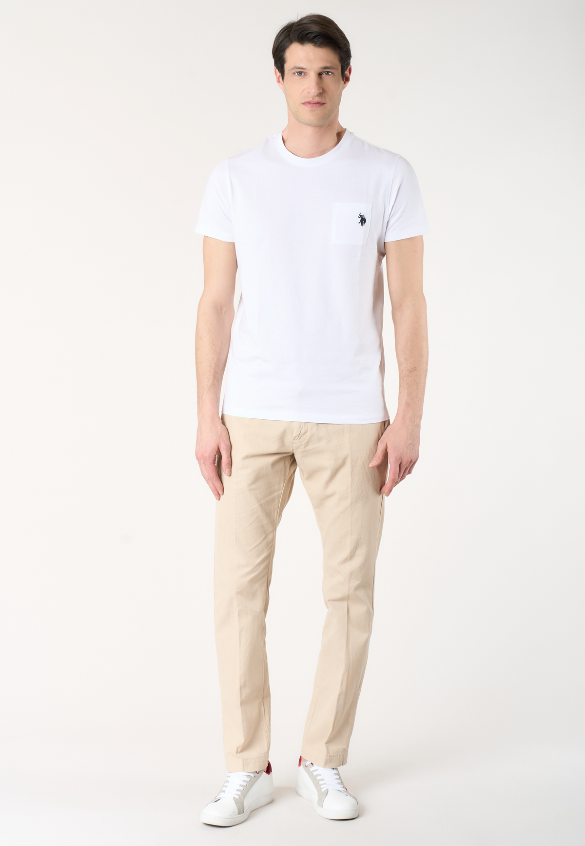T-shirt uomo in cotone basic jersey con taschino e logo ricamato