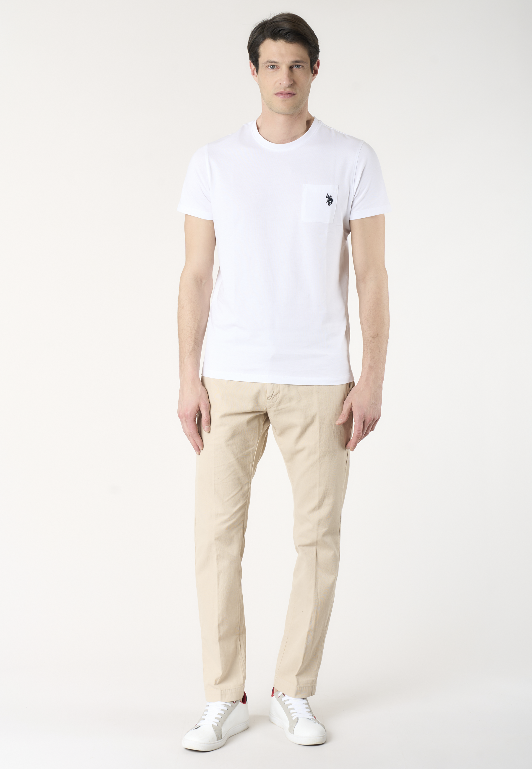 T-shirt uomo in cotone basic jersey con taschino e logo ricamato