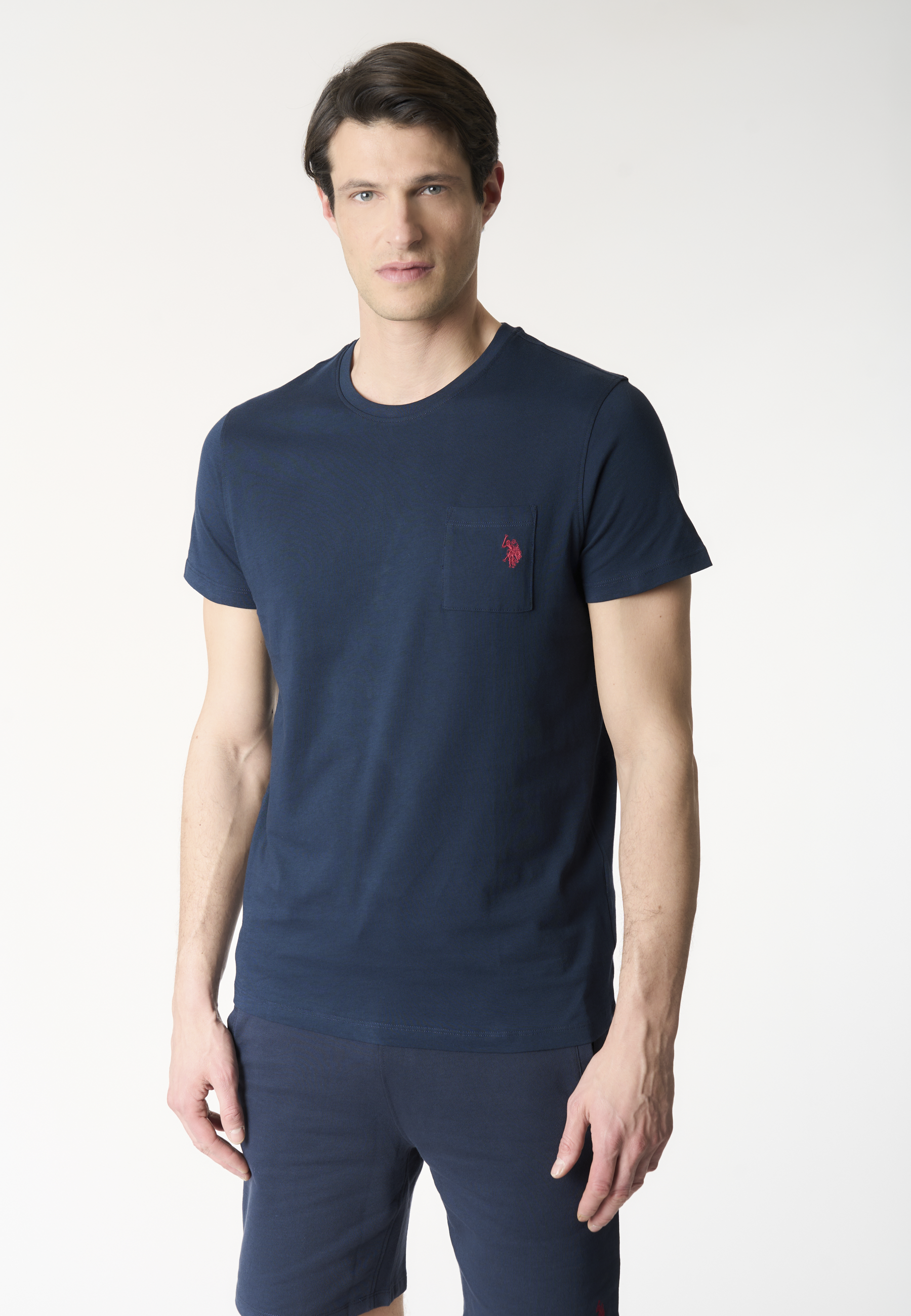 T-shirt uomo in cotone basic jersey con taschino e logo ricamato