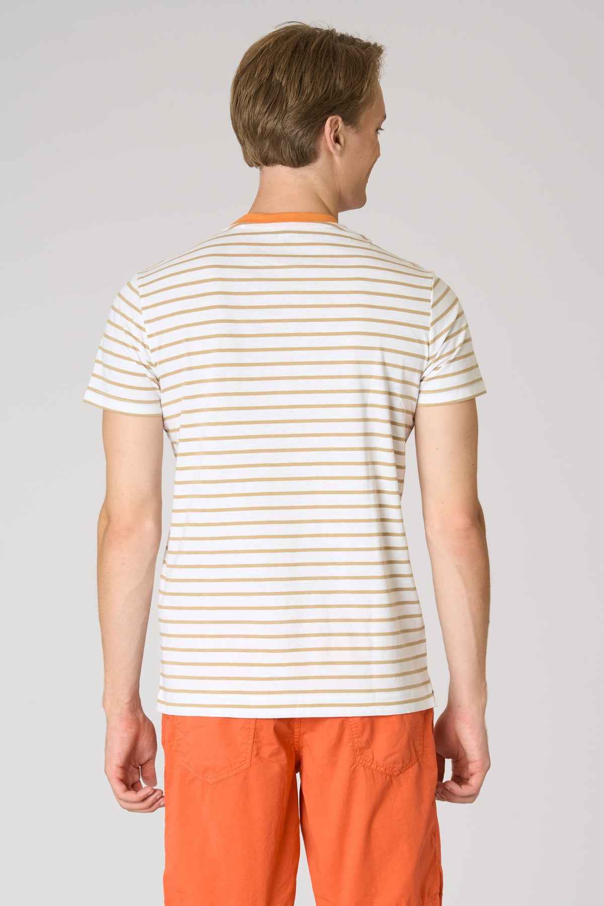T-shirt a righe in cotone con taschino