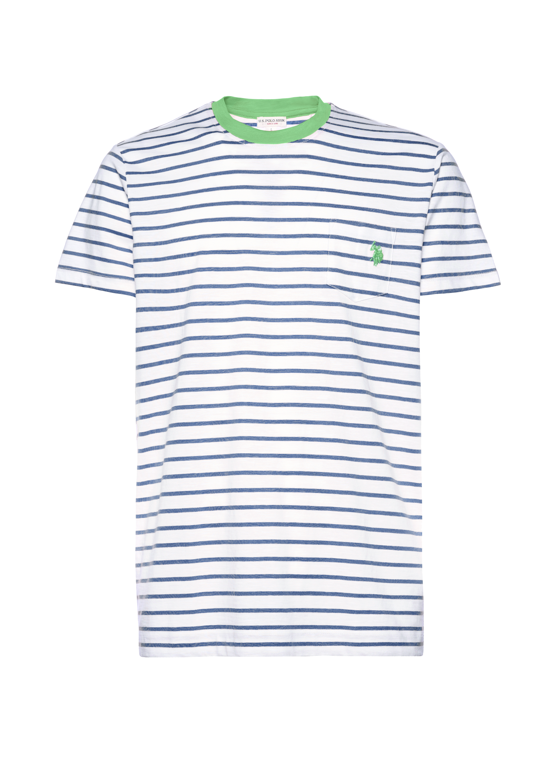 T-shirt a righe in cotone con taschino