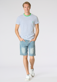 T-shirt a righe in cotone con taschino