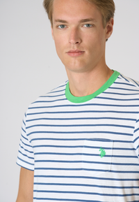 T-shirt a righe in cotone con taschino